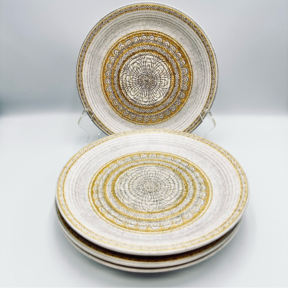 Set of 4 Vtg Franciscan Earthenware Hacienda Gold 8.25" Salad Plate MCM Preloved